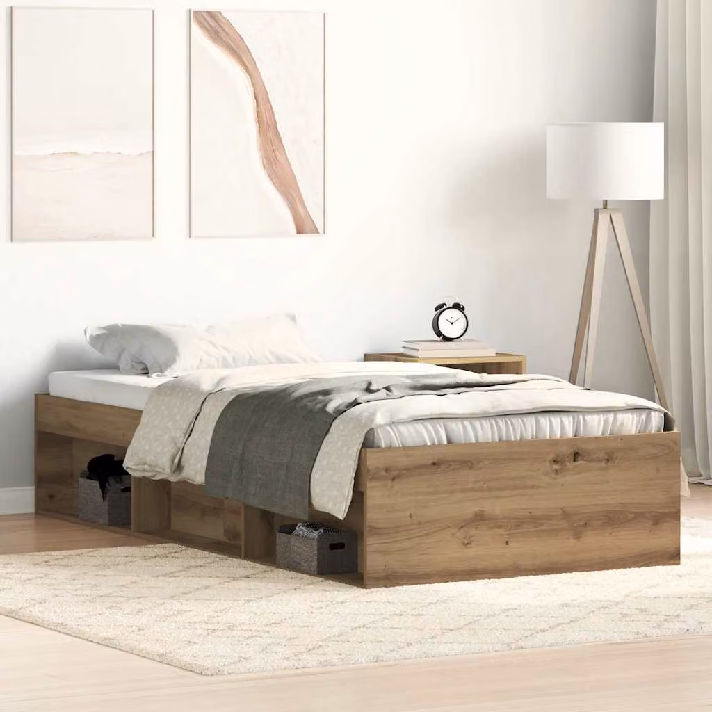 vidaXL Giroletto in legno di pino marrone con doghe piatte L: 193 cm, P: 78 cm, H: 35 cm