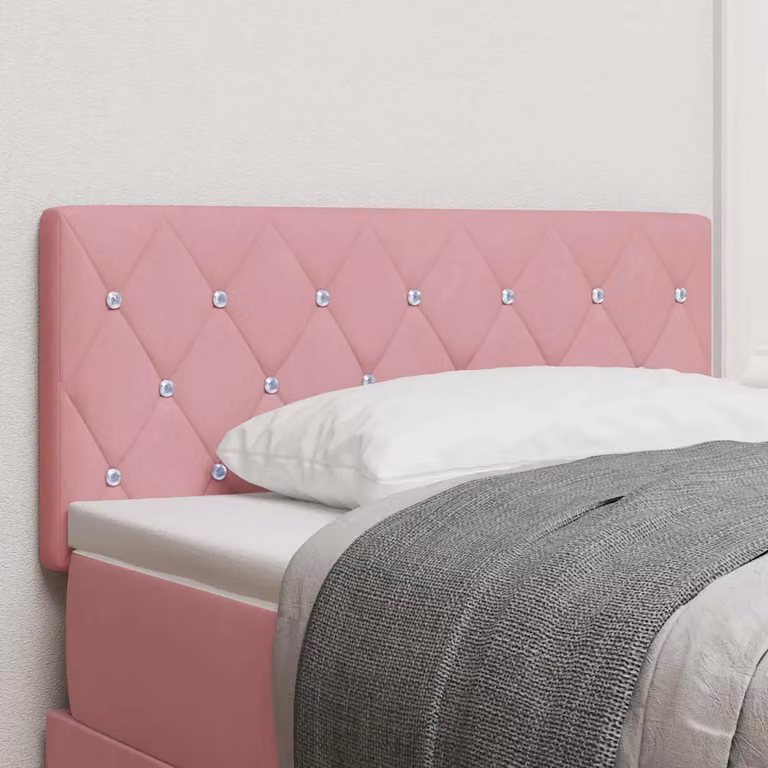 Testiera per letto vidaXL in velluto rosa con struttura in legno e design minimalista, Larghezza: 100 cm