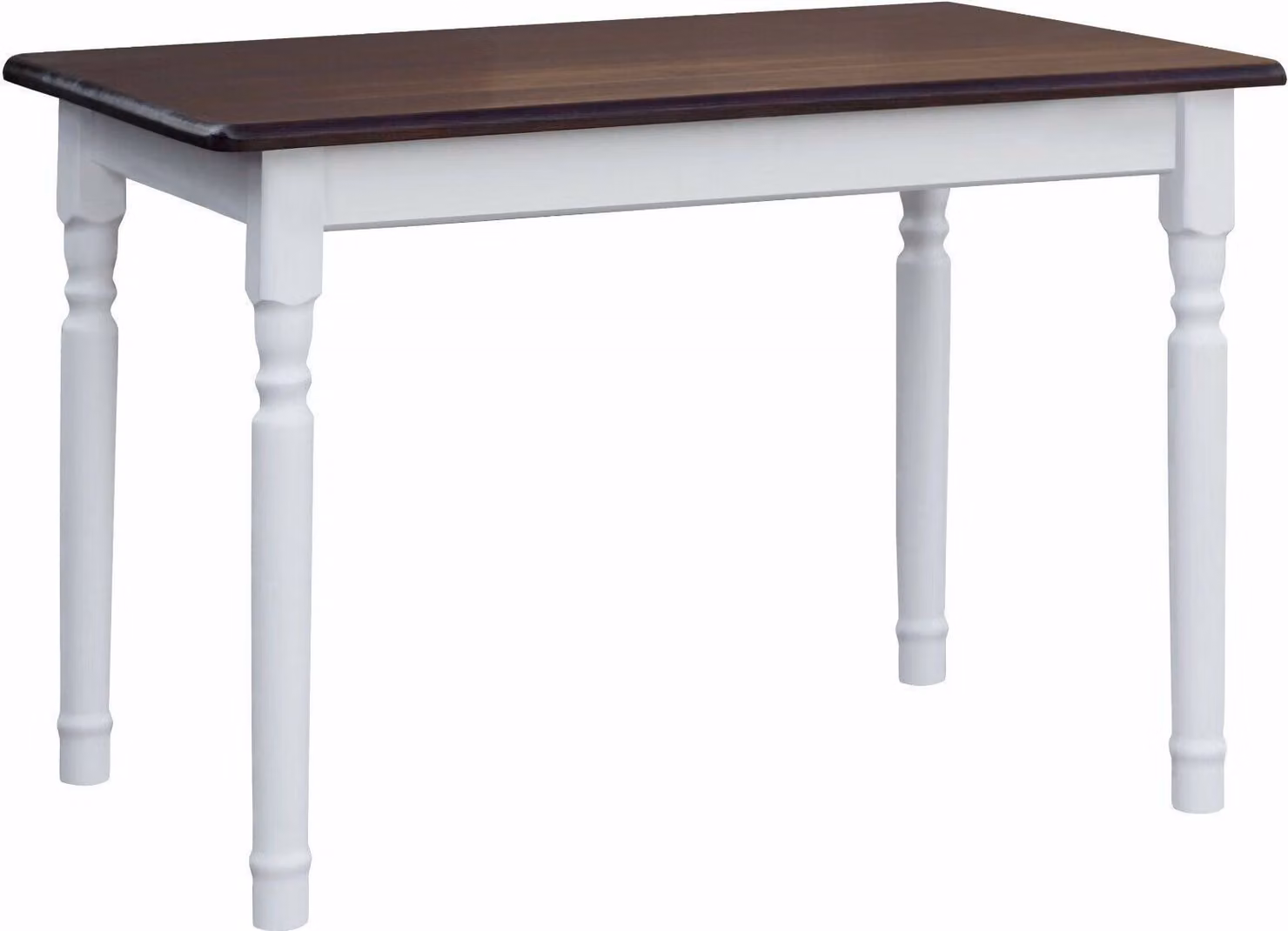 Tavolo bianco II in legno di pino massiccio con piano in colore noce 120 x 70 cm