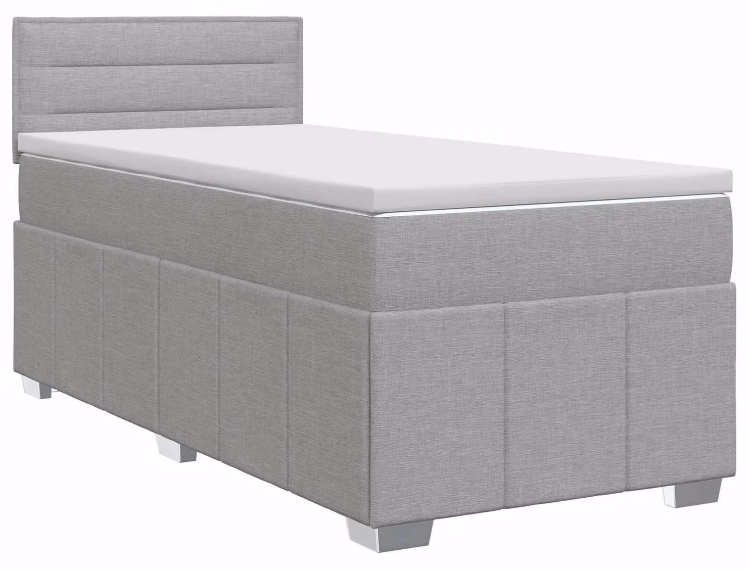 Letto a molle con materasso grigio chiaro 90 x 200 cm in tessuto