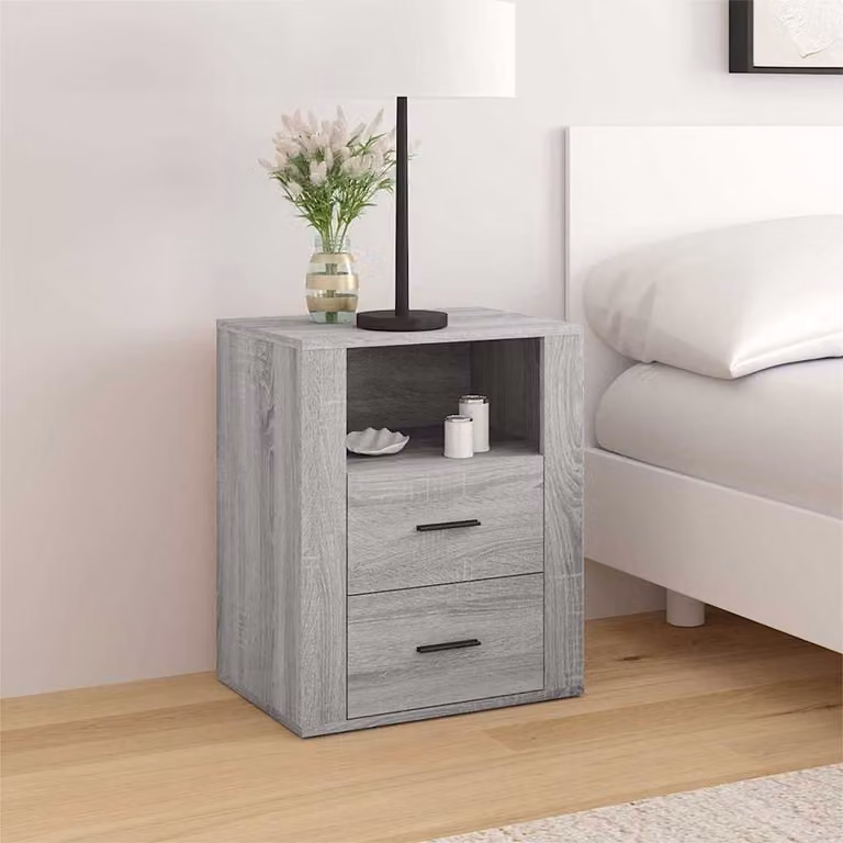 Comodino da parete vidaXL in legno MDF Grigio opaco L: 50 cm, P: 36 cm, H: 60 cm