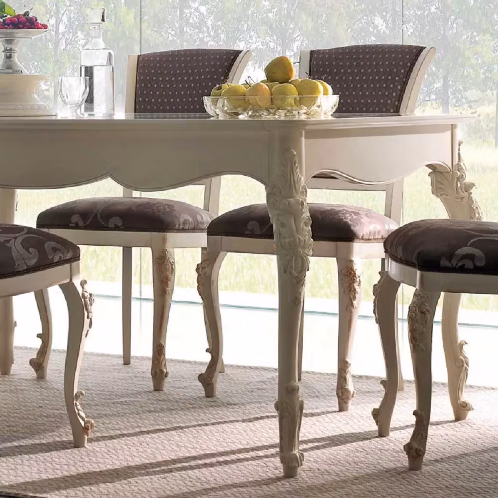 Tavolo allungabile classico in legno bianco Mobili2g L: 161 cm, P: 101 cm, H: 81 cm – 4