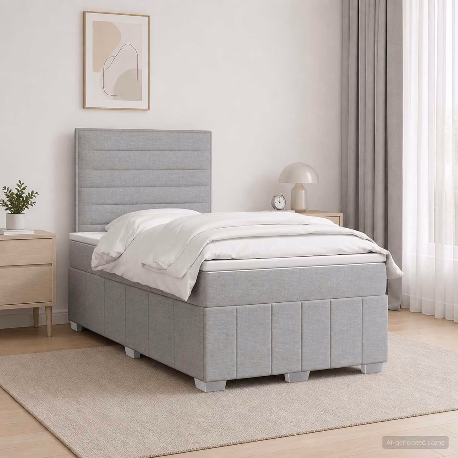 Maison Exclusive - Letto boxspring a LED con materasso, grigio chiaro, 120 x 190 cm, tessuto