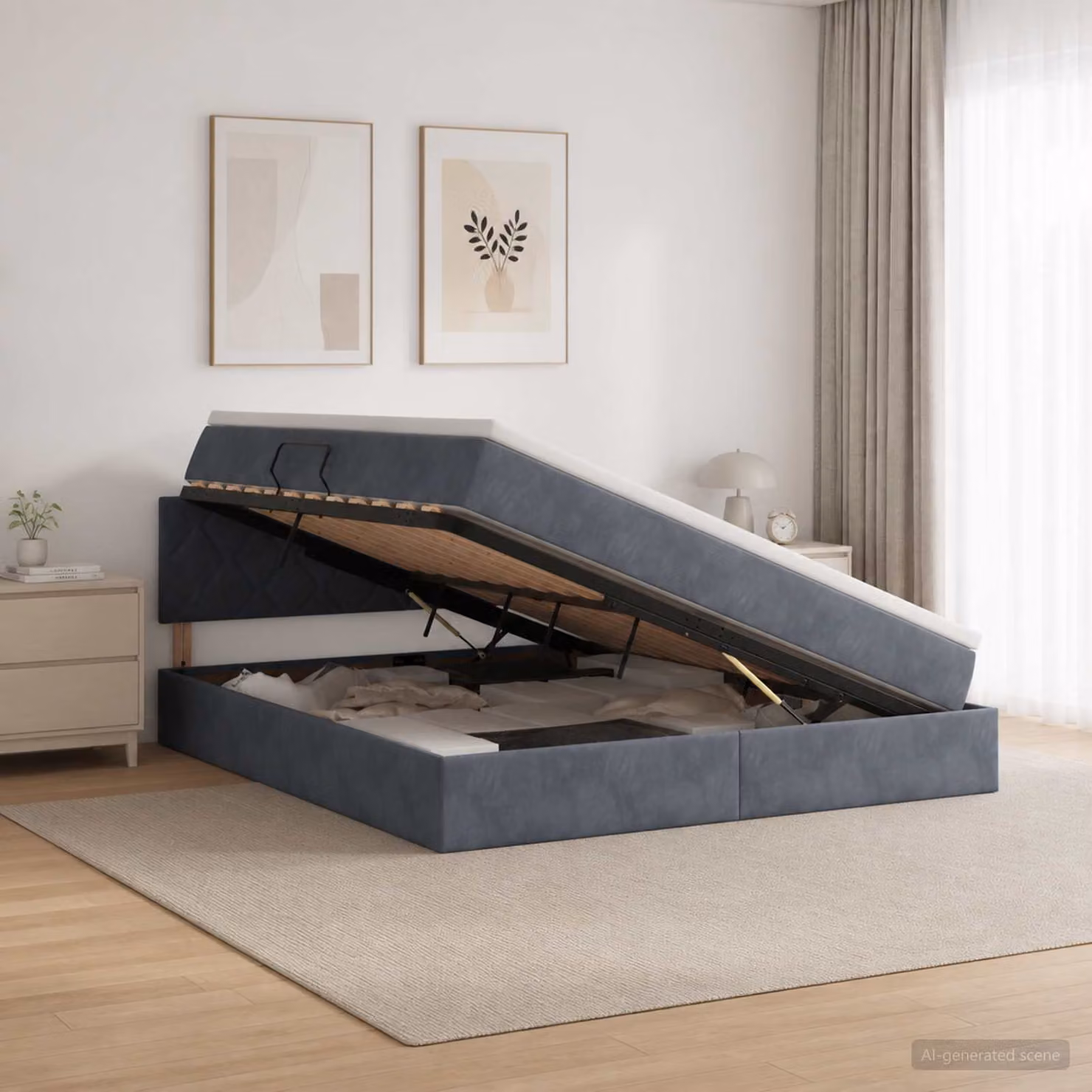 Letto con contenitore vidaXL in velluto grigio con base lift-up L/P: 180 x 200 cm