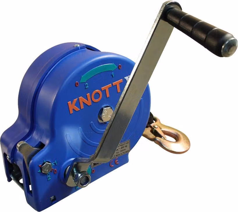 Verricello manuale Knott senza freno, 1 velocità, 450 kg, cinghia da 7 m con gancio 6X0017.210