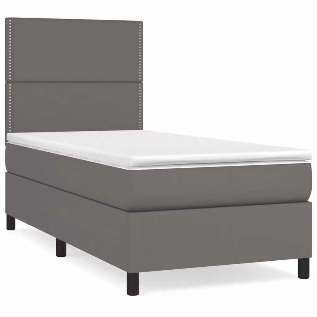 Giroletto a Molle con Materasso Grigio 100x200 cm in Pelle finta