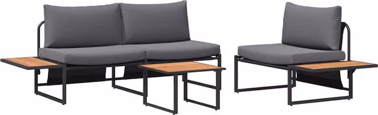 Set da Pranzo per Giardino 3 pcs Antracite Acciaio