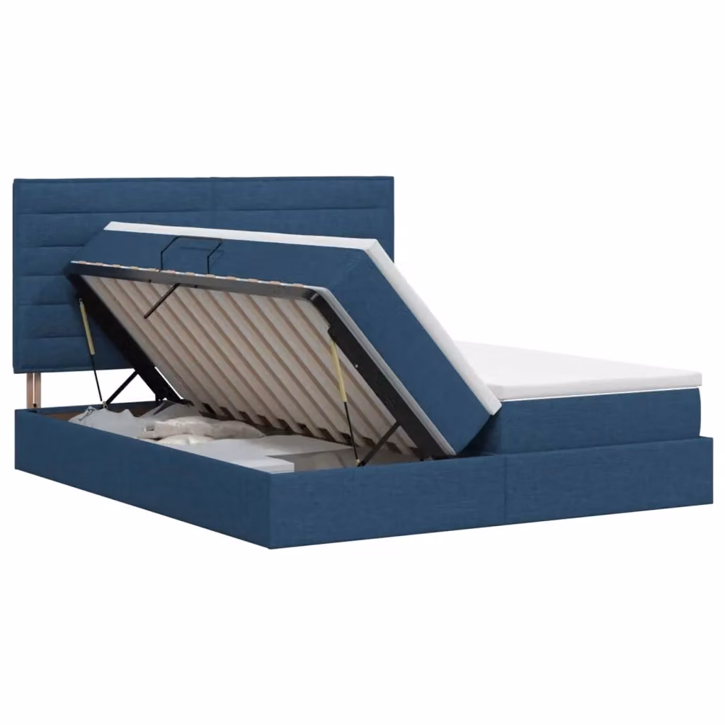 Letto con contenitore vidaXL in tessuto blu con testiera e base lift up L/P/H: 180 x 200 x 140 cm – 2