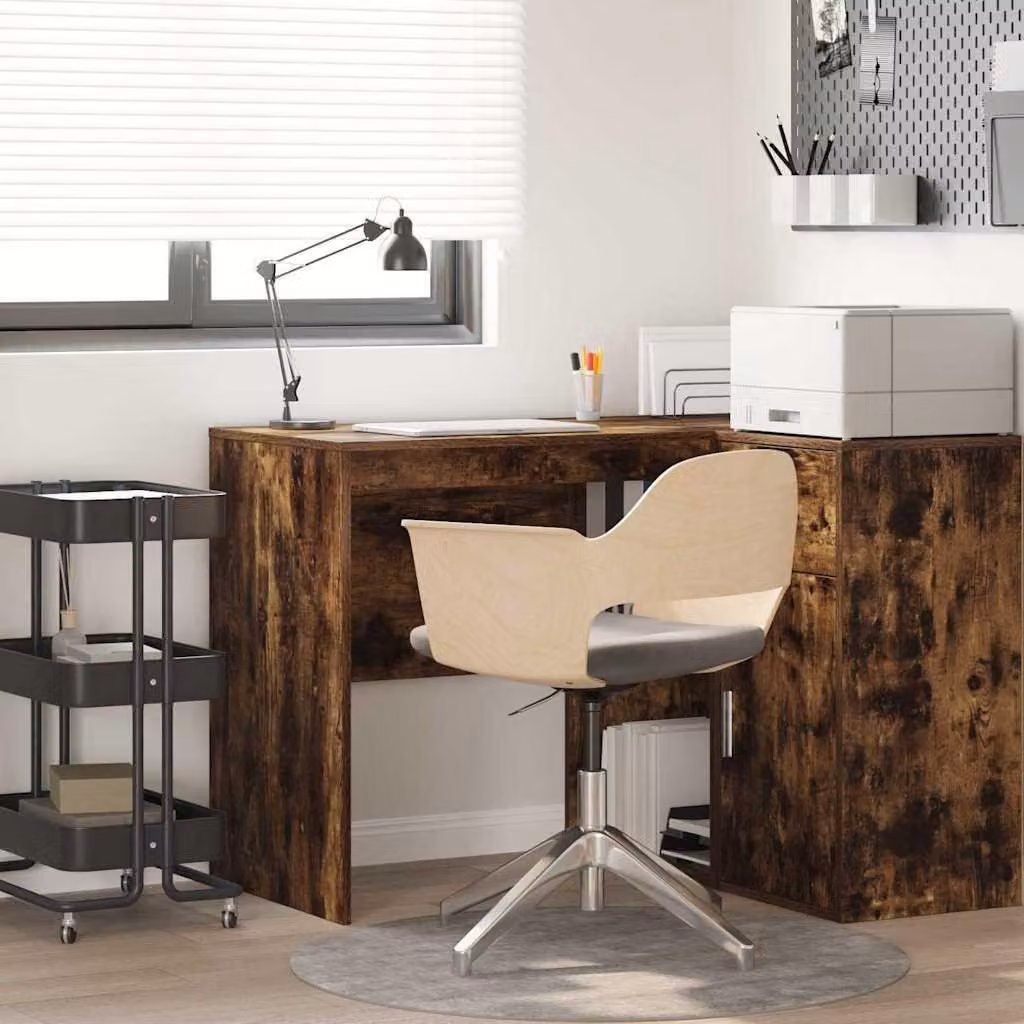 Maison Exclusive - Scrivania in legno impiallacciato di quercia affumicata, dimensioni 102 x 50 x 75 cm