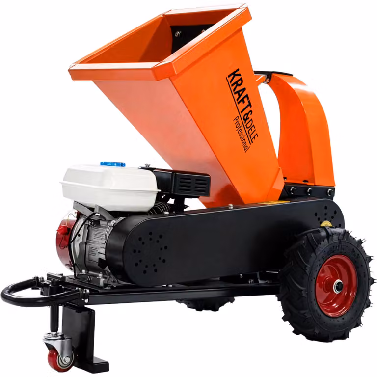 KRAFT&DELE | Cippatrice a benzina, per rami, 7 CV, 500-2500 kg, cippatrice a trasmissione diretta, cippatrice da giardino