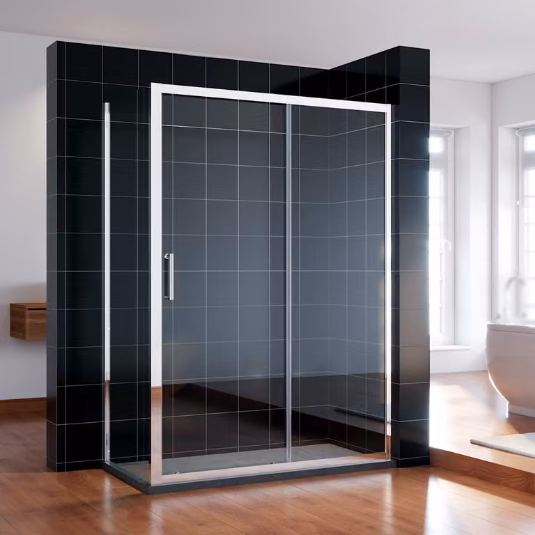 SONNI 170x185cm porta scorrevole doccia in vetro trasparente con pannello laterale da 90cm