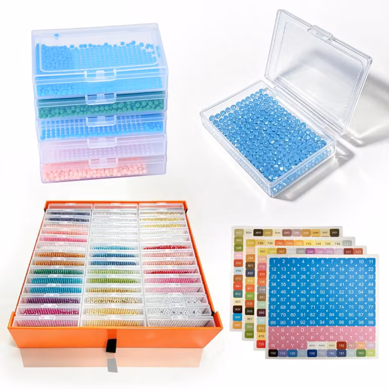 Set di contenitori trasparenti, 45 pezzi, con coperchio, ideali per organizzare hobby creativi