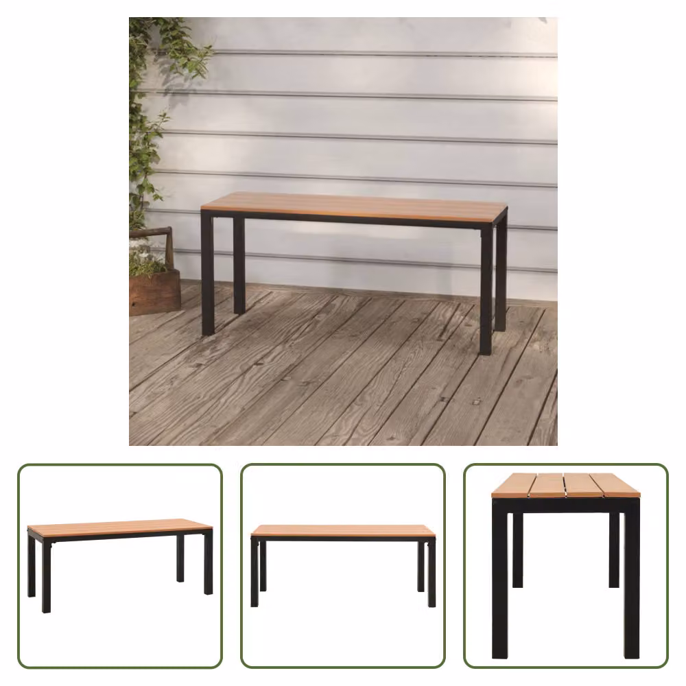 Panca da giardino The Living Store 110 cm in acciaio e WPC marrone e nero
