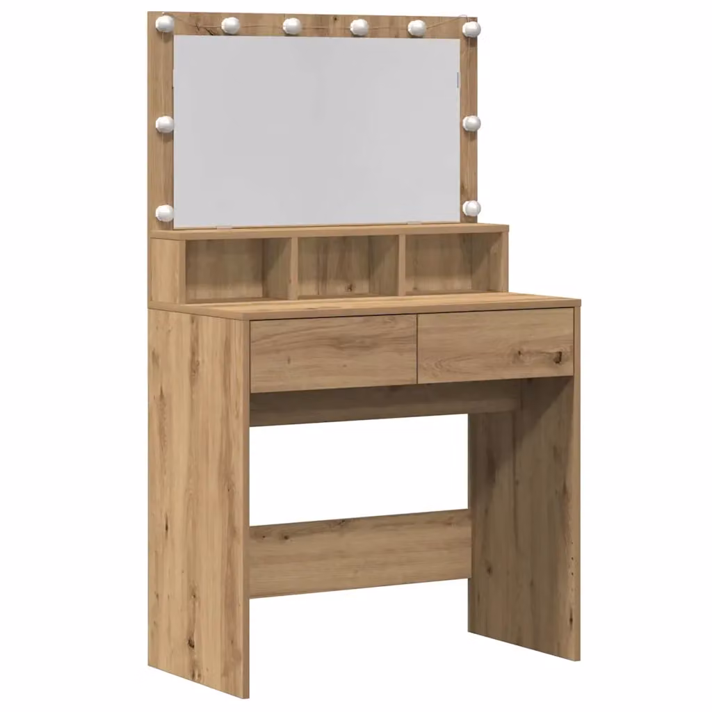 Tavolo da trucco moderno vidaXL in legno color rovere, L: 80 cm, P: 41 cm, H: 134,5 cm – 2