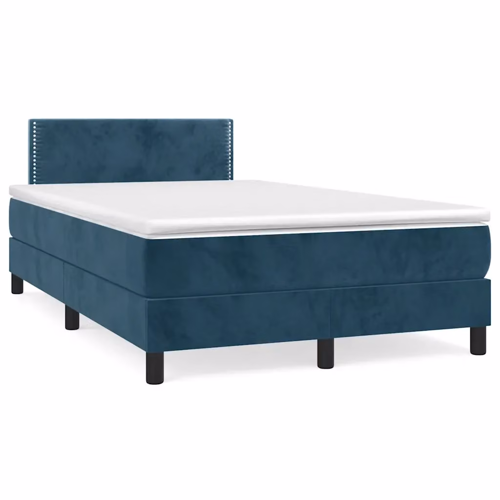 Letto Ibrido vidaXL con Giroletto a Molle e Materasso in Velluto Blu Scuro L/P/H: 200 x 120 x 78 cm – 2