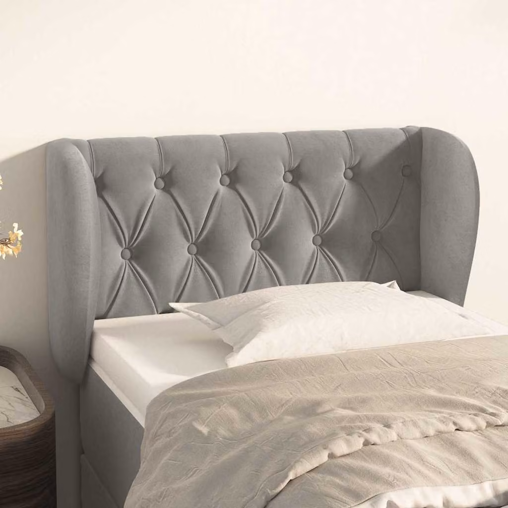 Testiera ad orecchio vidaXL in velluto grigio chiaro L: 83 cm, P: 23 cm, H: 78-88 cm