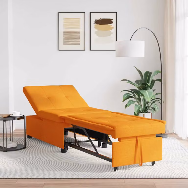 vidaXL Divano Letto Estraibile in Tessuto Giallo e Arancione L: 194 cm, P: 50 cm, H: 82 cm