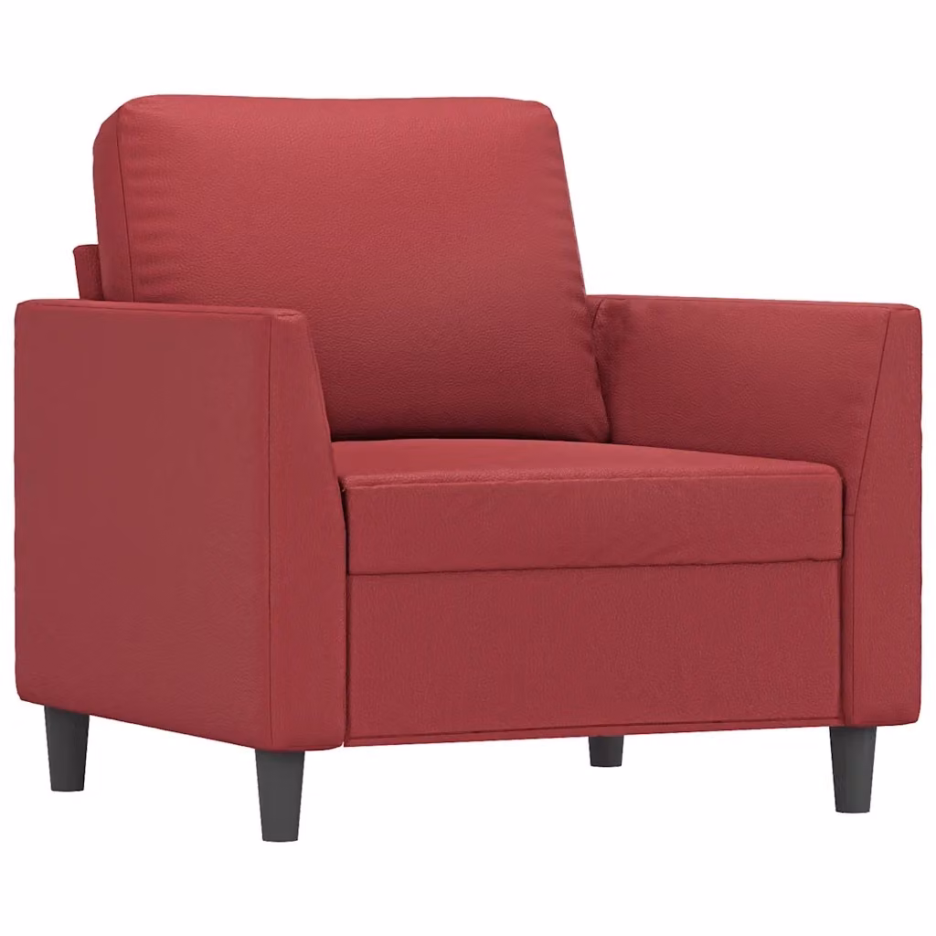 Poltrona moderna in similpelle rosso vino con struttura in metallo e braccioli – 2