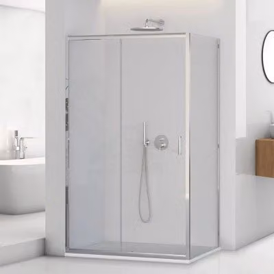 Box doccia angolare scorrevole INBAGNO Tay in cristallo temperato trasparente L/P/H: 100 x 80 x 195 cm