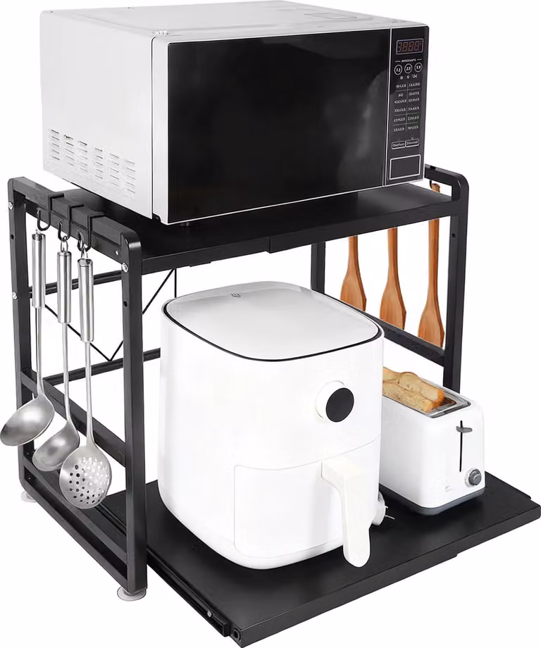 Scaffale da cucina, regolabile in altezza, design resistente, nero