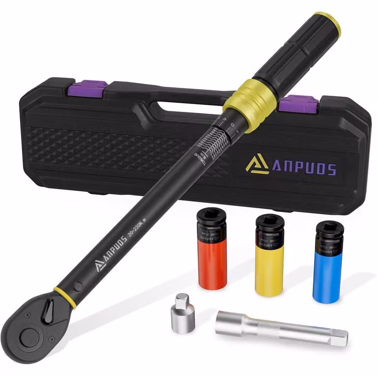 Set di chiavi dinamometriche da 1/2", 20-220 Nm, 6 pezzi, con prolunga e adattatori, per auto/moto