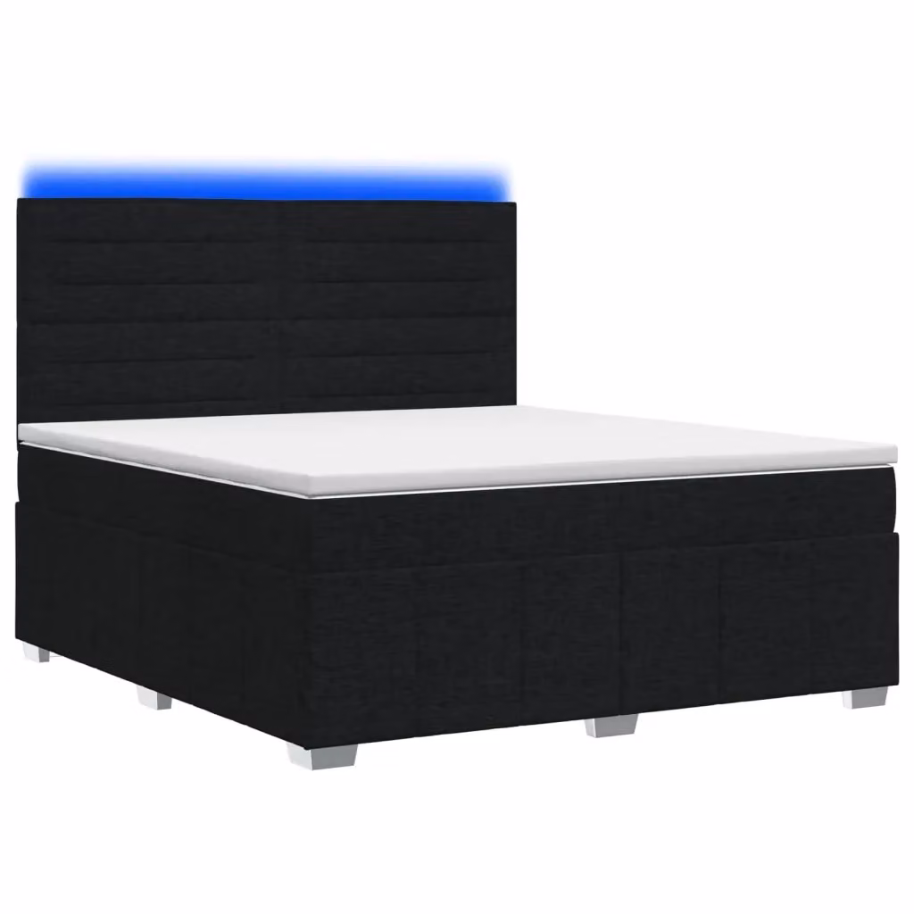 Letto Box Spring vidaXL con Materasso a Molle Pocket e Illuminazione LED, Colore Nero e Bianco, L/P: 140 x 200 cm – 2