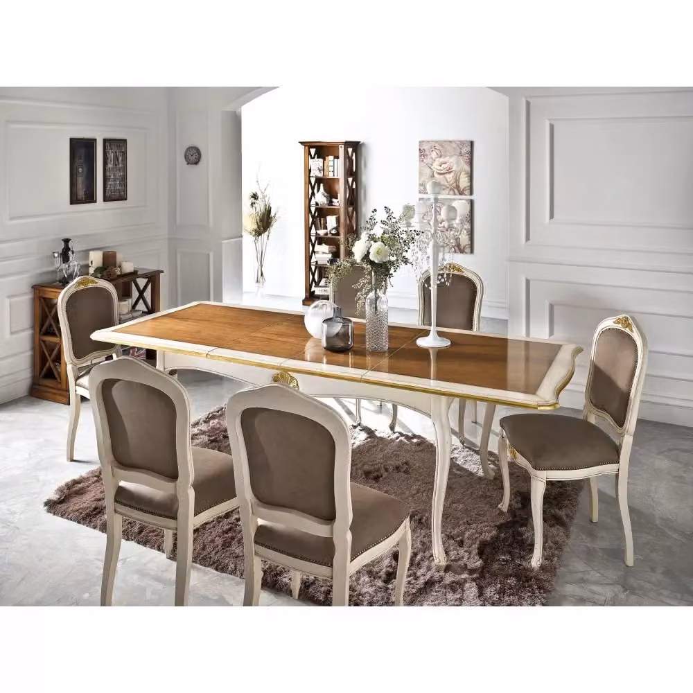 Tavolo rettangolare allungabile in legno stile shabby chic Mobili 2G L: 180 cm, P: 100 cm, H: 78 cm – 3