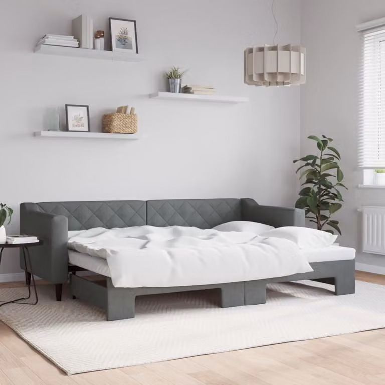 Maison Exclusive - Divano letto estraibile grigio scuro 80x200 cm in tessuto