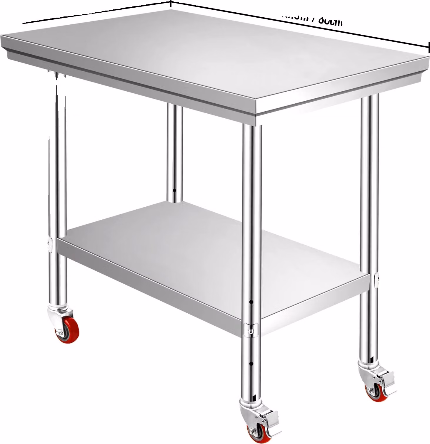 Tavolo per la preparazione della cucina, ripiano regolabile, rotelle, 30 x 24 pollici