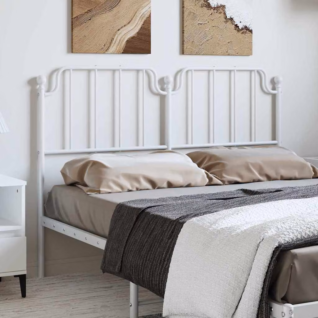 Testiera di ricambio vidaXL in metallo bianco laccato per camera da letto, L: 142 cm