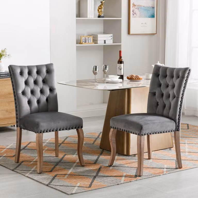 Sedia da pranzo - Sedia per la cucina - Sedia per il soggiorno - Sedia con poggiapiedi - Set da 2 - Rivestimento