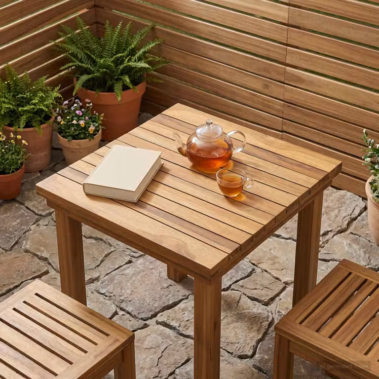Piano del tavolo quadrato vidaXL in legno di teak solido marrone L: 40 cm, P: 40 cm, H: 3,5 cm