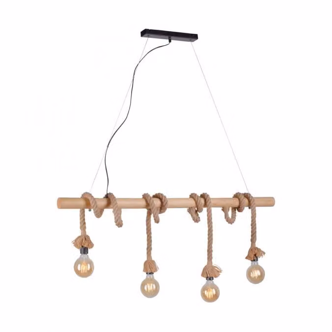 Lampada a sospensione, fascio naturale, corda di canapa, L 100 cm, ROPE