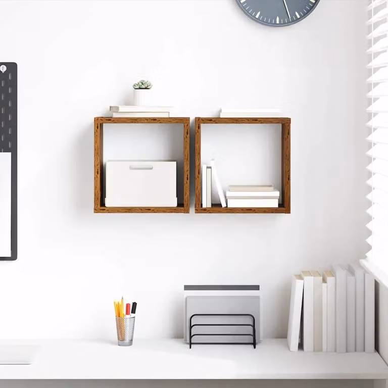 Set di 2 scaffali da parete vidaXL in legno effetto vecchio marrone stile moderno