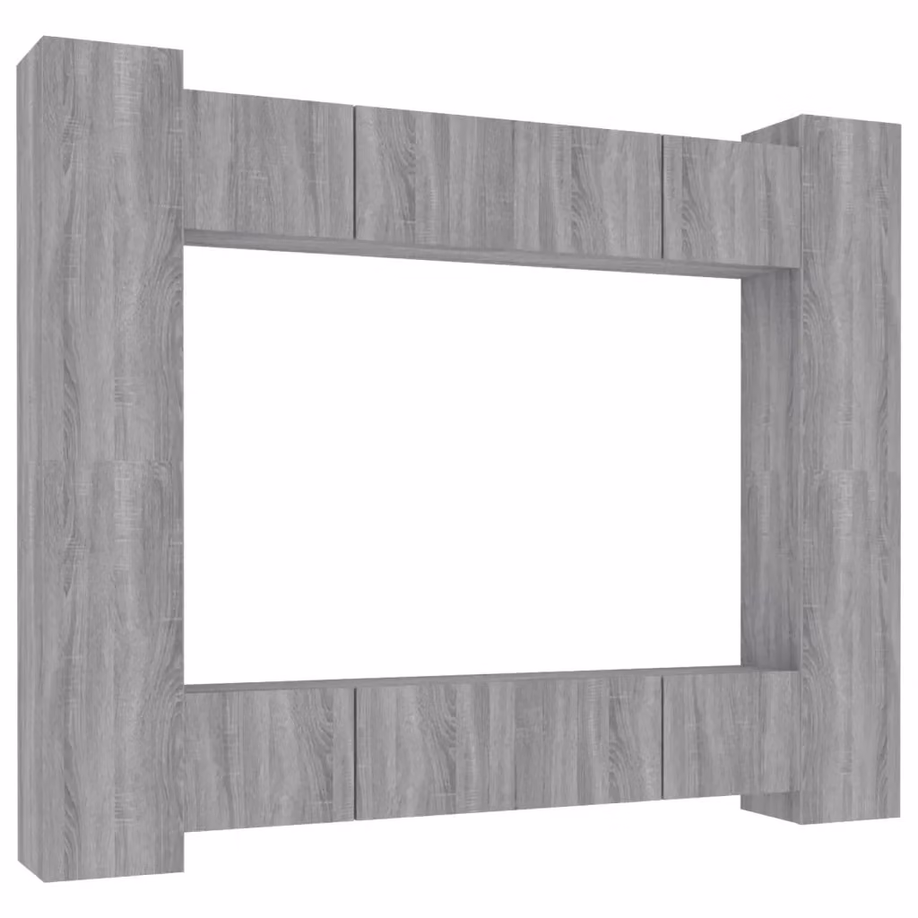 Set di mobili porta TV vidaXL composto da 8 pezzi in legno multistrato e MDF, colore grigio opaco per il tuo soggiorno – 2