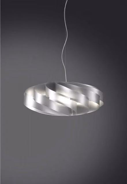 Lampadario a sospensione Flat 3 luci argento 70x70xh.34 cm