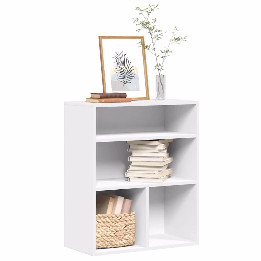 Libreria bianca vidaXL in legno e MDF con pannello posteriore, L 60 cm, P 30 cm, H 71,5 cm