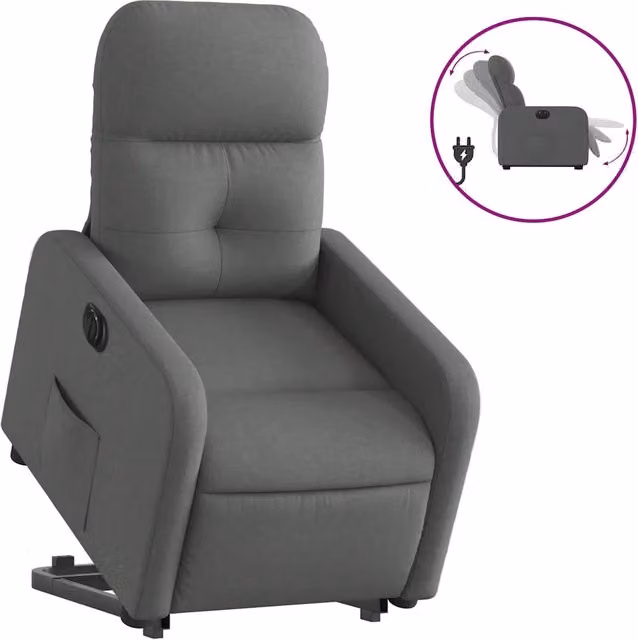 Poltrona | Sedia Relax Alzapersona Reclinabile Elettrica Grigio Scuro Tessuto