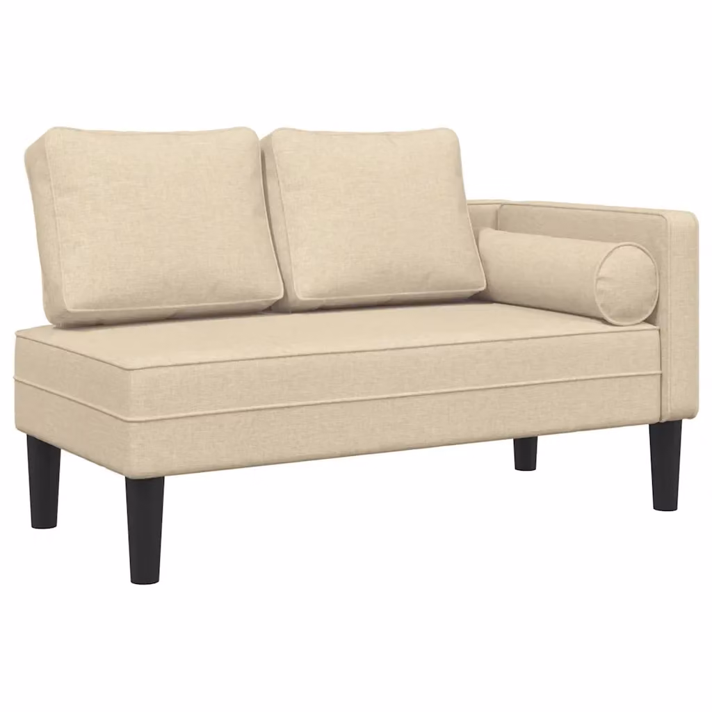 Chaise Longue vidaXL in Legno Trattato con Cuscini Beige e Tessuto Resistente ai Raggi UV L: 150 cm, P: 62 cm, H: 57,5 cm – 2