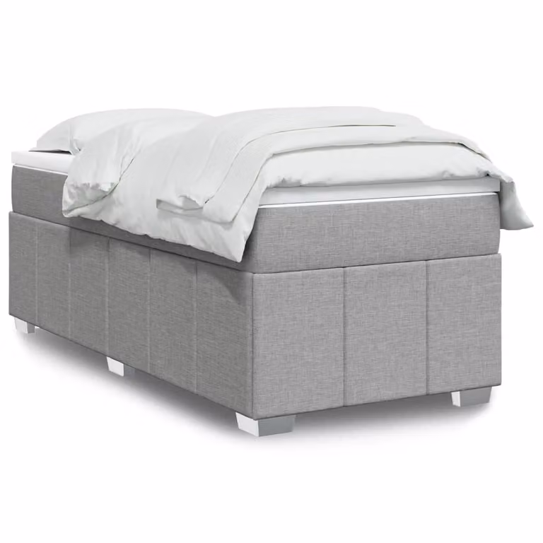vidaXL Giroletto a Molle Ibrido con Materasso in Tessuto Grigio e Bianco L/P/H: 80 x 200 cm