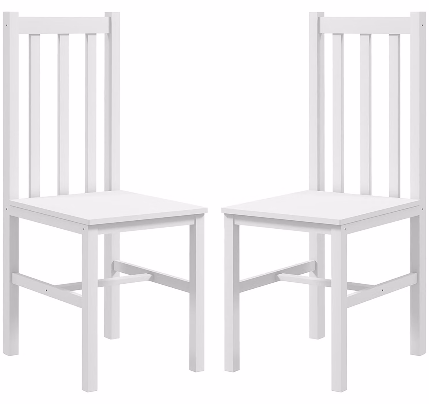 Sedie da pranzo HOMCOM, set da 2 sedie da cucina, sedie da pranzo con schienale, legno bianco