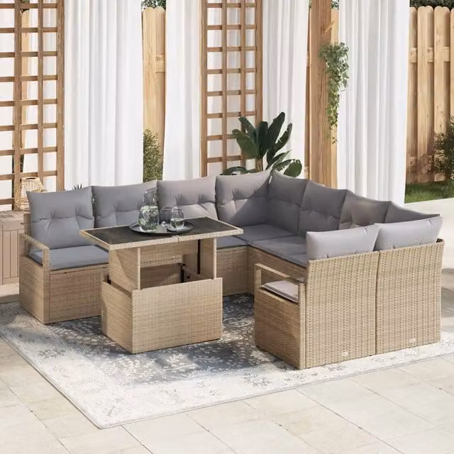 Set Divano da Giardino 9 pz 8-Numero di posti 3348796