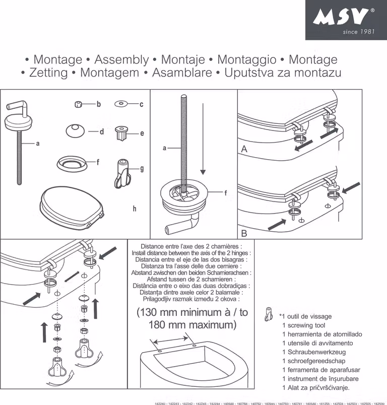 MSV Coperchio del sedile del WC con anima in legno MDF "Rain Forest" Cerniere in acciaio inox - qualità elevata e stabile - Rain Forest