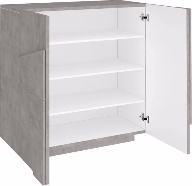 Scarpiera 2 ante L 81.2 x H 86 x P 39.2 cm 16 paia, grigio