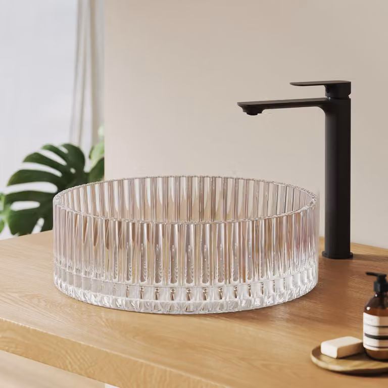 Lavabo in vetro EMKE, forma rotonda, 40 x 40 x 12 cm, motivo arcobaleno