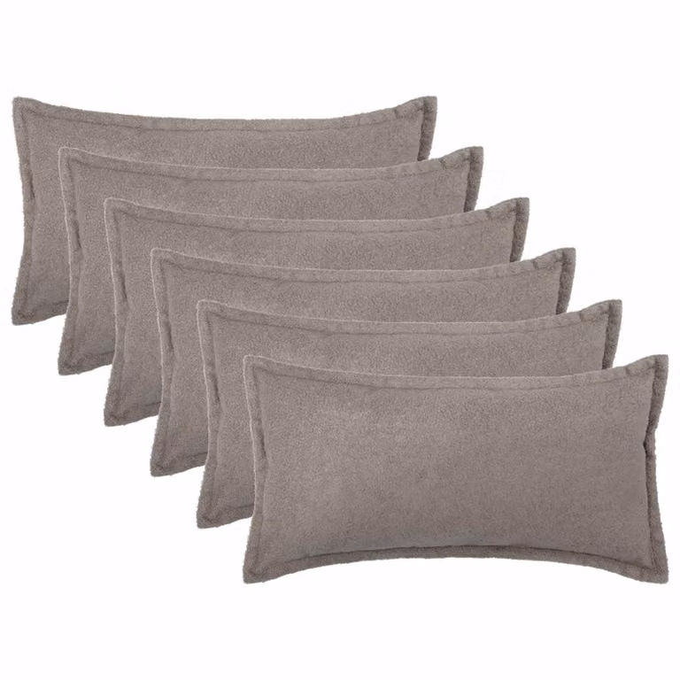 Set di 6 federe vidaXL HOUTEN in tessuto Bouclé grigio chiaro, L 70 cm x P 40 cm