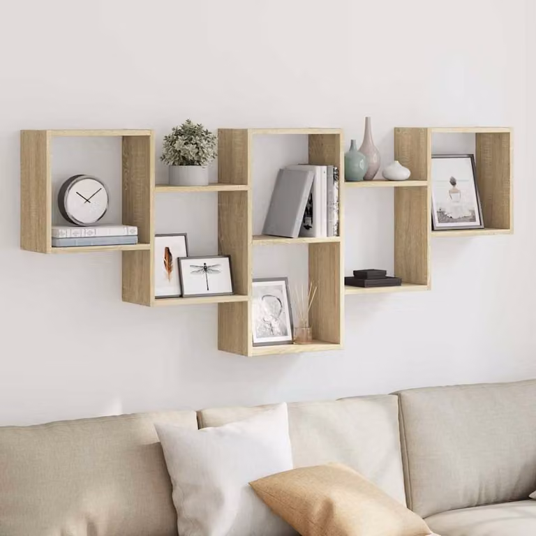 Scaffale a Parete Moderno vidaXL in MDF Rovere Sonoma Marrone L: 159 cm, P: 18 cm, H: 66 cm