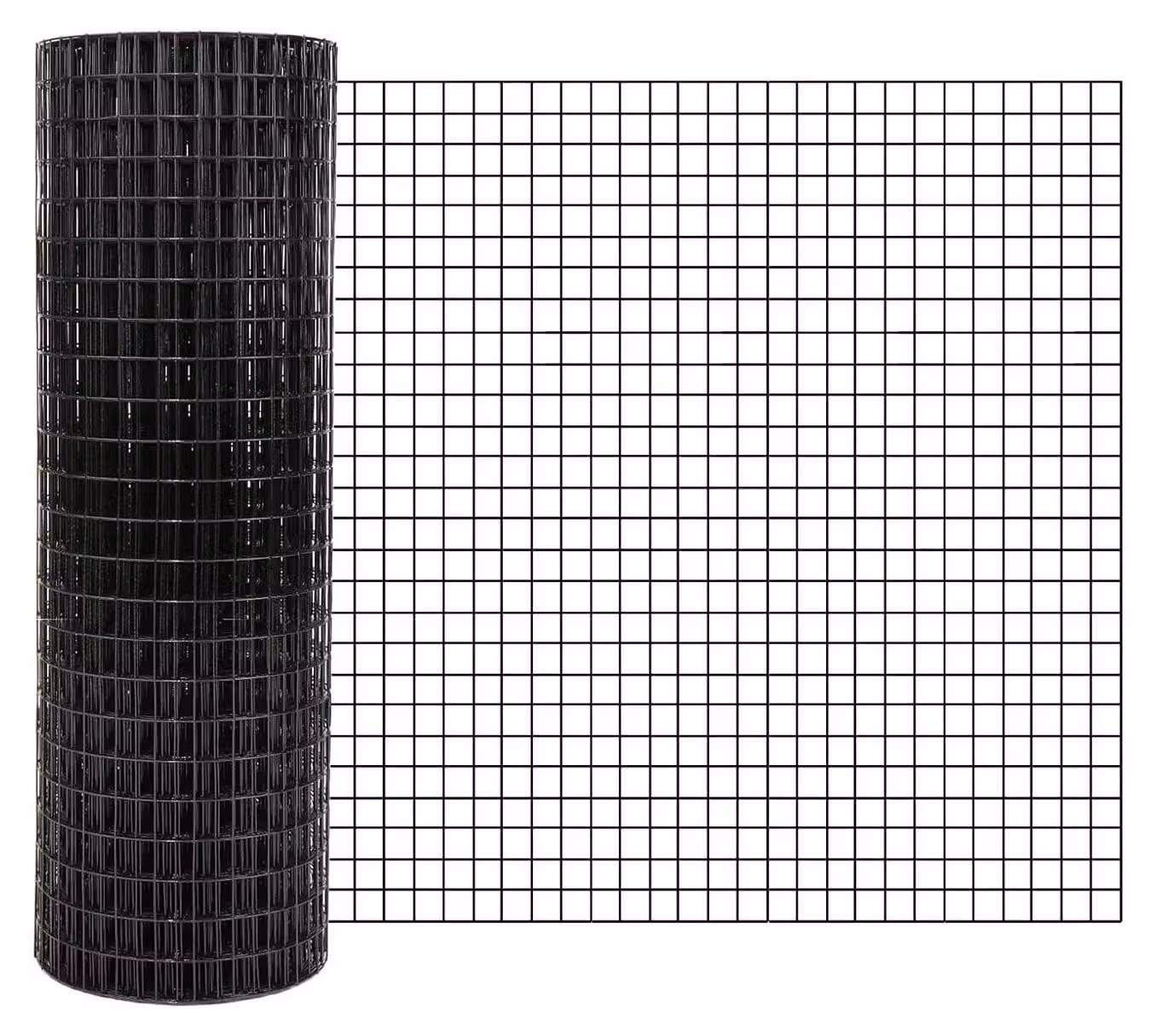 Rotolo di rete metallica - Rete metallica zincata e rivestita in PVC - 0,9 x 15 m - Maglia da 1,27 cm, calibro 19 - Recinzione da giardino per pollai, conigli e roditori - Nero