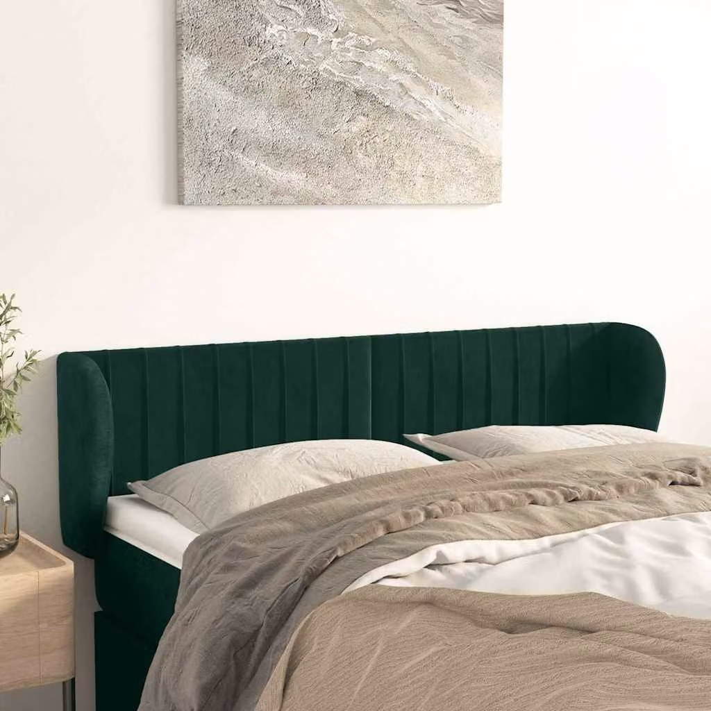 Testiera ad orecchio vidaXL in velluto verde scuro L: 147 cm, P: 23 cm, H: 78/88 cm