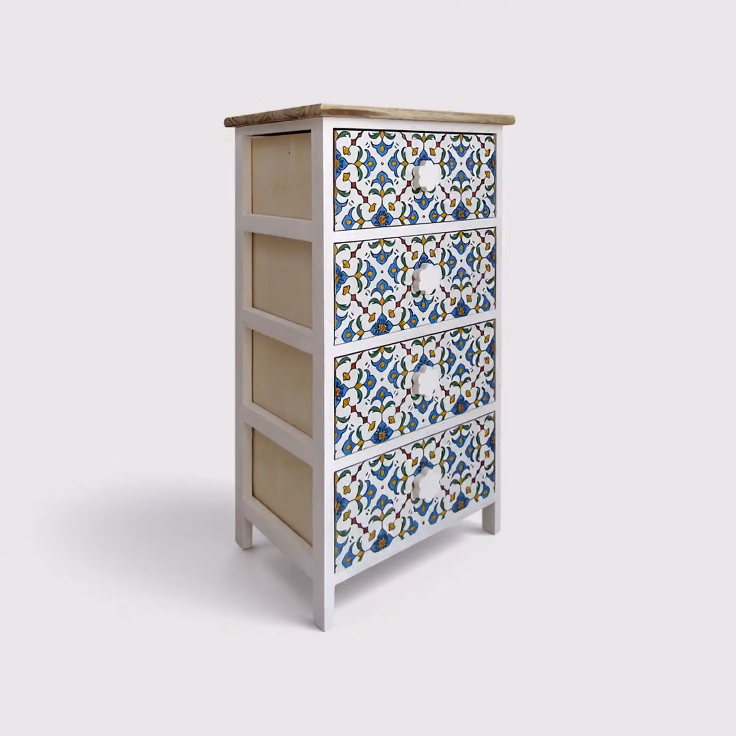Sparto - Cassettiera in stile mediterraneo con 4 cassetti